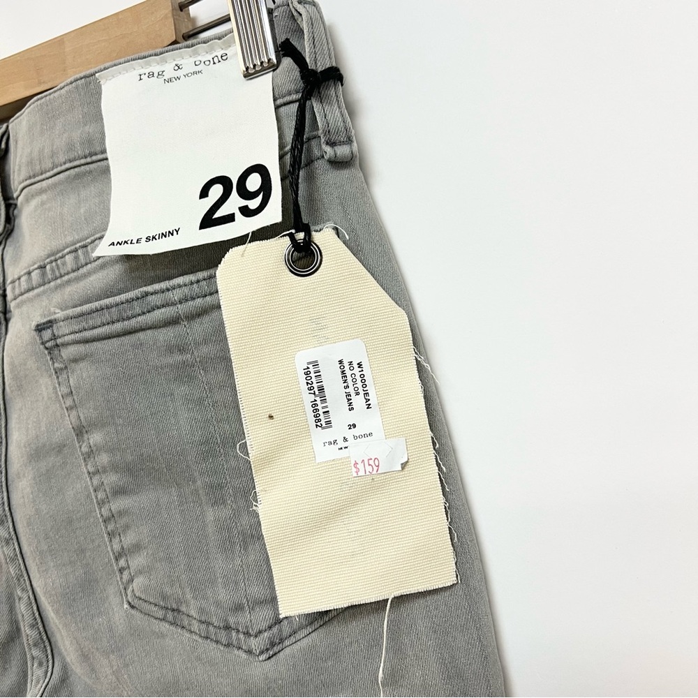 NWT Rag & Bone Slate Gray Ankle Length Skinny Jeans Raw Fray Hem Size 29 $228 - Picture 6 of 11